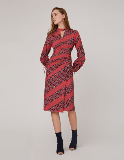 MARYLING CHAIN PRINT DRAWSTRING DRESS
